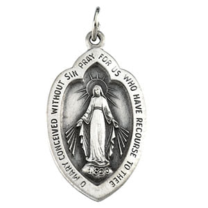 Sterling Silver Miraculous Medal with Chain