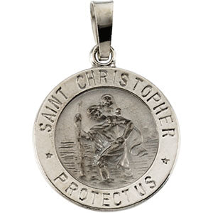 14K White Gold St. Christopher Pendant