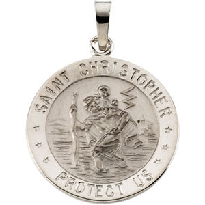 14K White Gold St. Christopher Pendant