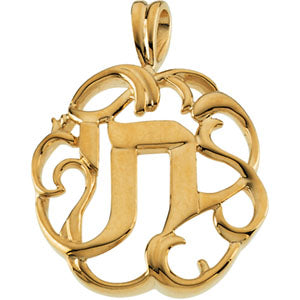 14K White Gold Chai Pendant