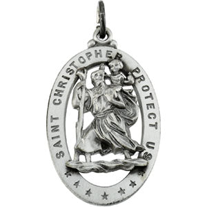 Sterling Silver St. Christopher Pendant with Chain