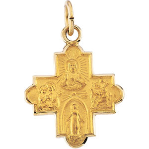 14K Yellow Gold 4-Way Cross Pendant