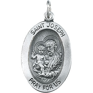 Sterling Silver Oval St. Joseph Medal with Chain at Catholic Shop