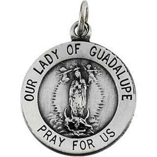 Sterling Silver Round Lady/Guadalupe Pendant Pendant with Chain