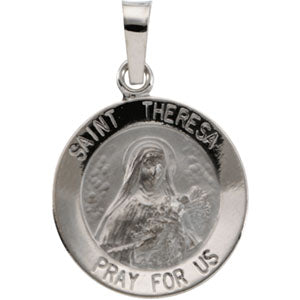 14K White Gold St. Theresa Pendant