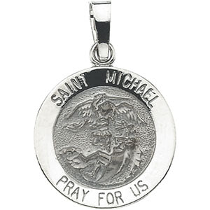 14K White Gold St. Michael Pendant