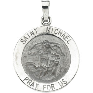 14K White Gold St. Michael Pendant