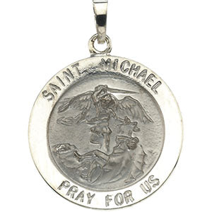 14K White Gold St. Michael Pendant