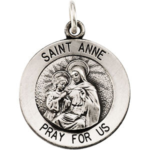 Sterling Silver Round St Anne Pendant Pendant with Chain