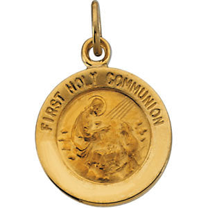 14K Gold 12 MM First Communion Medal