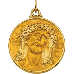 14K Yellow Gold Face Of Jesus Ecce Homo Pend