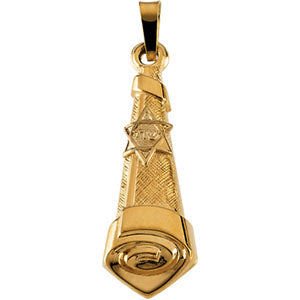 14K Yellow Gold/White Two Tone Mezuzah Pendant