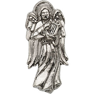White Gold Angel with Harp Lapel Pin at Catholic Shop