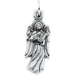 14K Yellow Gold Angel with Harp Pendant
