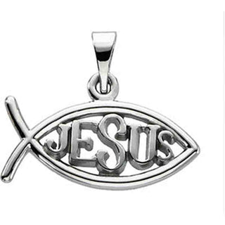 14K Yellow Gold Fish with "Jesus" Pendant