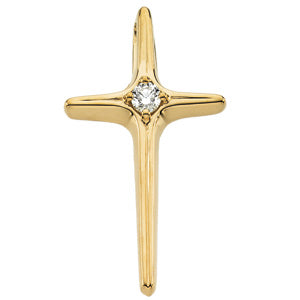 14K Yellow Gold Cross Pendant with Diamond