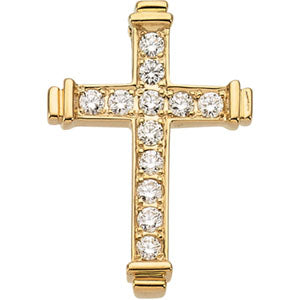 14K Yellow Gold Cross Pendant with Diamond