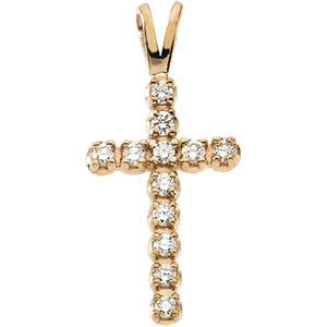 14K Gold Cross Pendant with Diamond