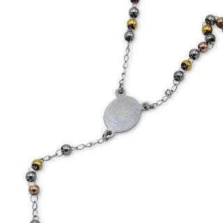 Traditional Tri Tone Rosary Necklace Five Decade Catholic Prayer Beads 3 mm