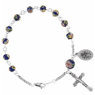 Cobalt Cloisonne Rosary Bracelet