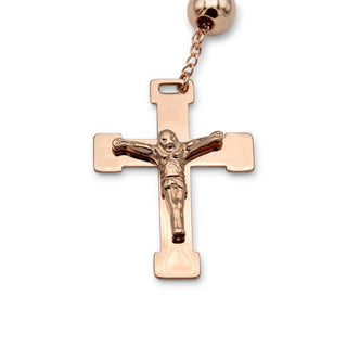 Traditional Rose Gold Rosary Necklace Five Decade Catholic Prayer Beads 10mm
