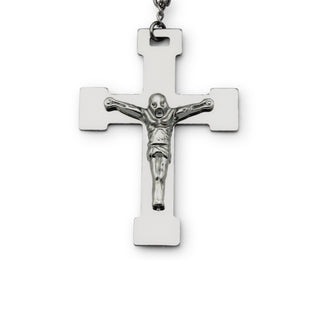 Traditional Rosary Necklace Five Decade Silver Gold Catholic Prayer Beads 10 mm