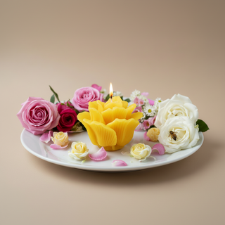 Small Rose shaped Pure Beeswax Catholic Prayer Candle