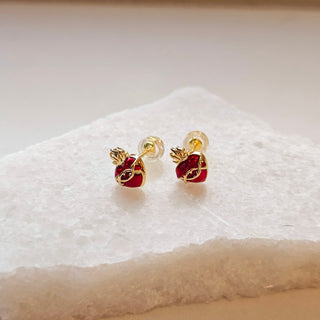 Sacred Heart Stud Earrings – Gold-Filled with Red Enamel