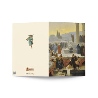 Welcome to the Church Card - St. Peter Preaching and Baptizing at Pentecost: outside