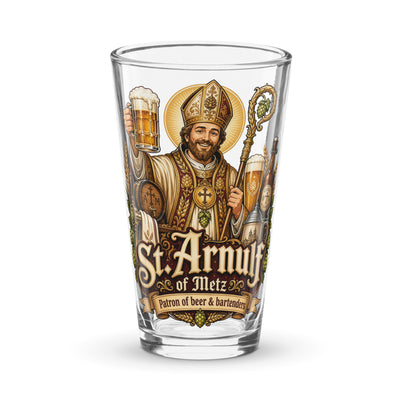 St. Arnulf Shaker Pint Glass - Patron Saint of Beer