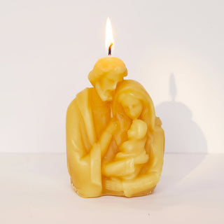 Small Holy Family Beeswax Candle – Hand-Poured 100% Pure Beeswax Candle