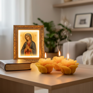 Small Rose shaped Pure Beeswax Catholic Prayer Candle