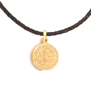 18K Gold-plated Stainless Steel 12 mm St. Benedict Medal - Extra Small
