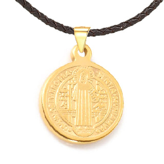 18K Gold-plated Stainless Steel St. Benedict Medal - 18 mm