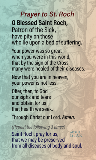 St. Roch Patron Saint of Pandemics and Illnesses Prayer Cards