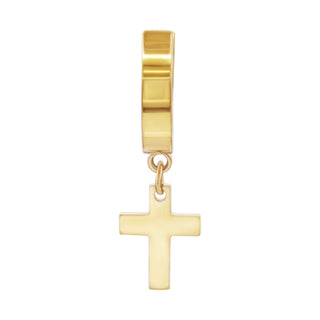 Cross Pendant Huggie Hoops 14K Gold Plated Silver Black Earrings