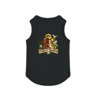 Paws et Bonum Dog Tank - St. Francis with Dog - Black