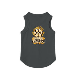 Made by God, Spoiled by Catholics Dog Tank - Granite Heather