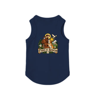 Paws et Bonum Dog Tank - St. Francis with Dog - Navy