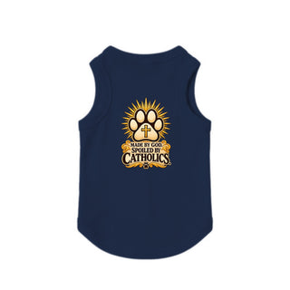 Made by God, Spoiled by Catholics Dog Tank - Navy
