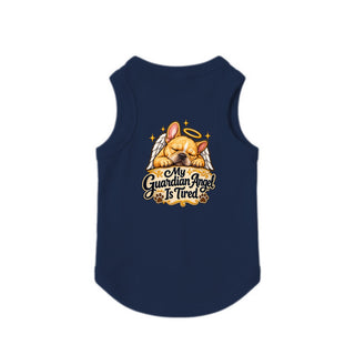 My Guardian Angel Is Tired Dog Tank - Navy