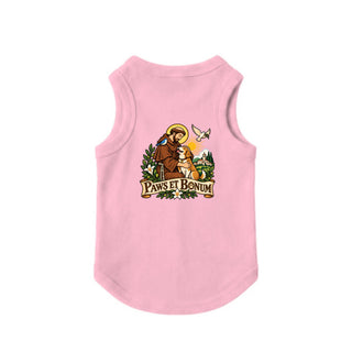 Paws et Bonum Dog Tank - St. Francis with Dog - Pink