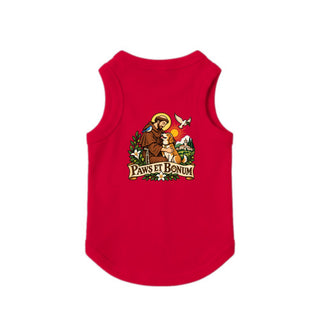 Paws et Bonum Dog Tank - St. Francis with Dog - Red