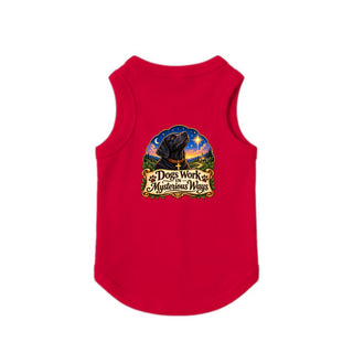 Dogs Work in Mysterious Ways Dog Tank - Red