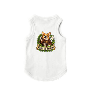 Paws et Bonum Dog Tank - Corgi Friar - White