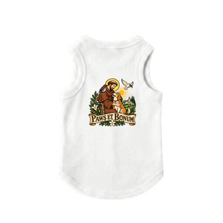Paws et Bonum Dog Tank - St. Francis with Dog - White