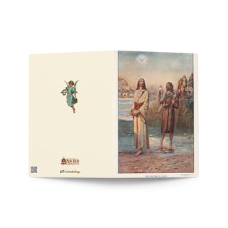 Will You Be My Godparent Card - The Baptism of Jesus Vintage Bible Print: outside