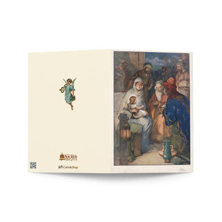 Christmas Card - The Wise Men Visit the Holy Child Vintage Bible Print: outside