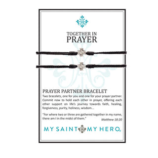 Prayer Partner Bracelets Black – Silver Metal