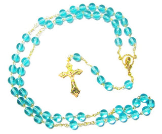 Turquoise Glass Bead Rosary - Gift Set